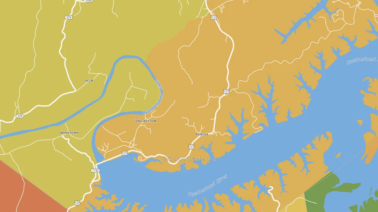 Rowena, KY Map of Robbery Rates
