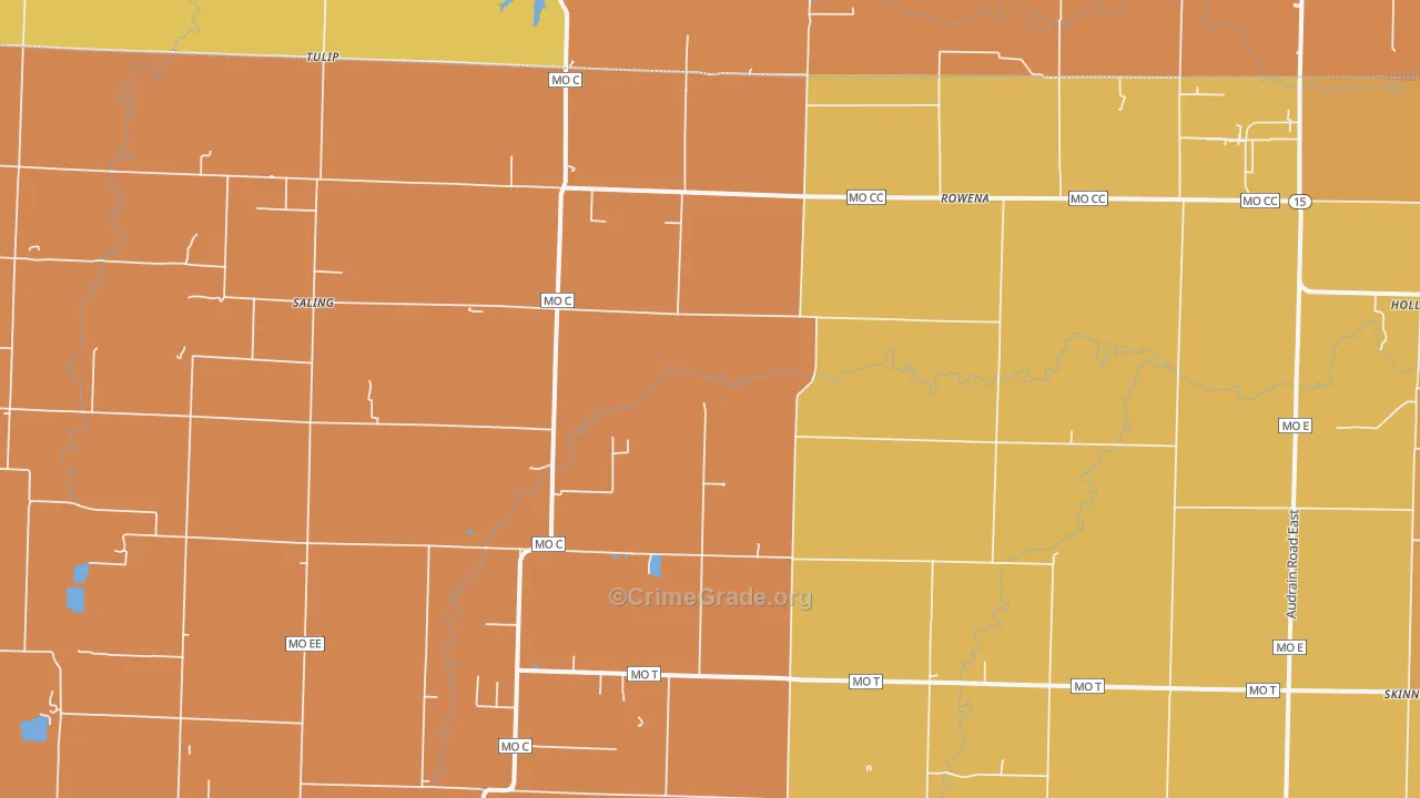 Rowena, MO Map of Robbery Rates