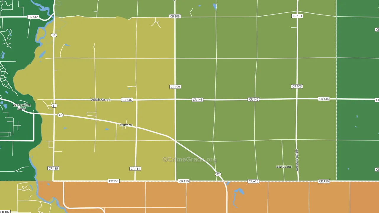Rowena, SD Map of Robbery Rates