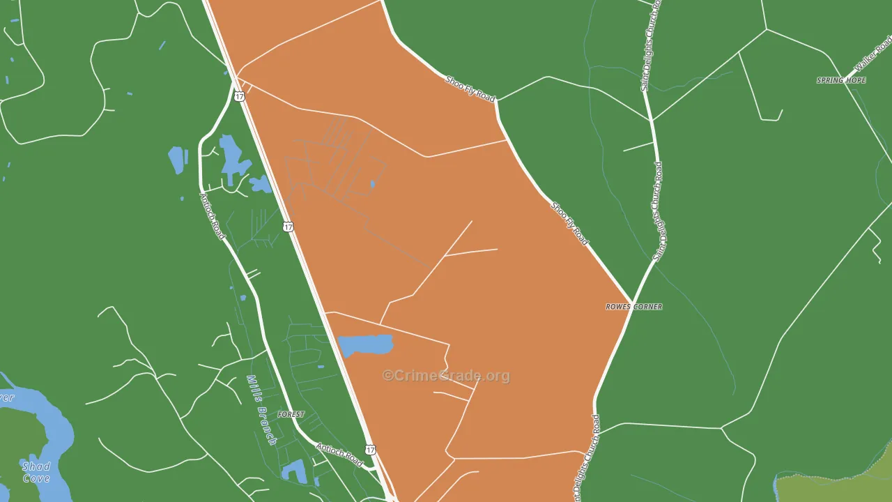 Rowes Corner, NC Map of Robbery Rates
