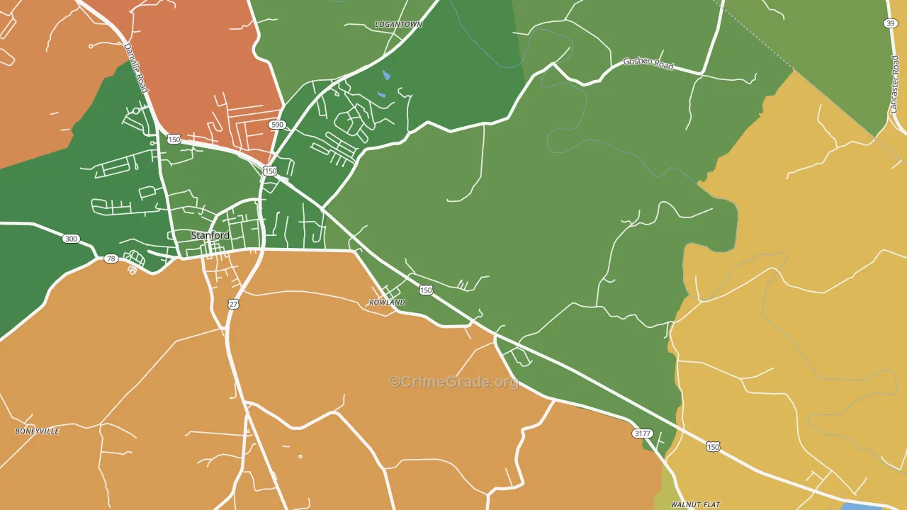Rowland, KY Map of Robbery Rates