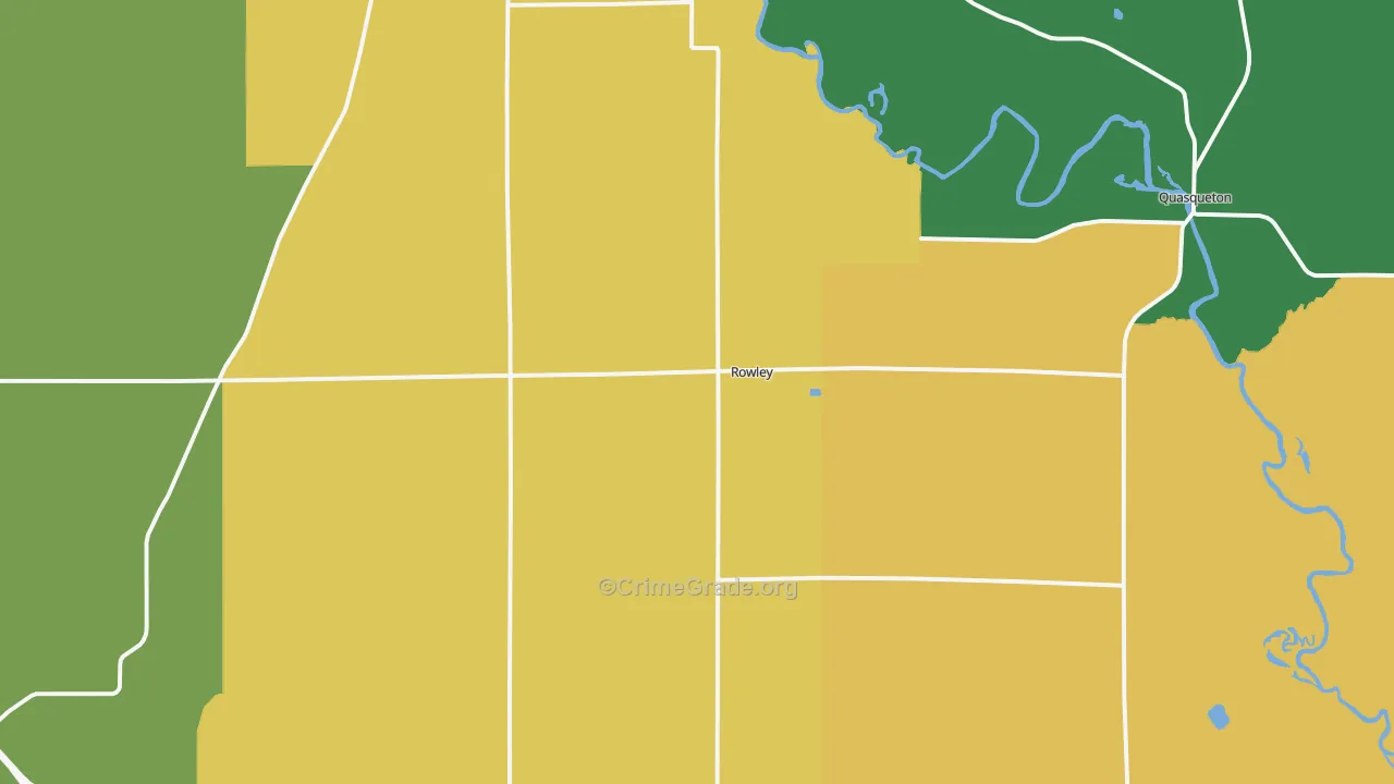 Rowley, IA Map of Robbery Rates