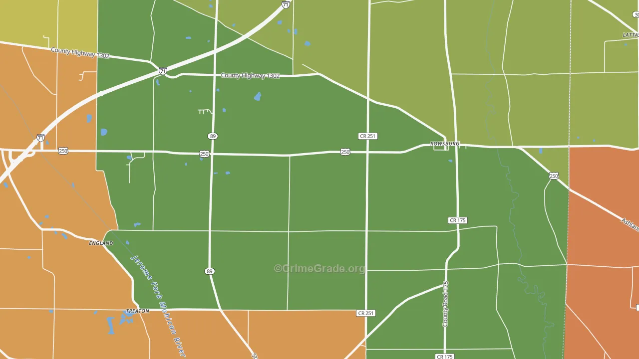Rowsburg, OH Map of Robbery Rates