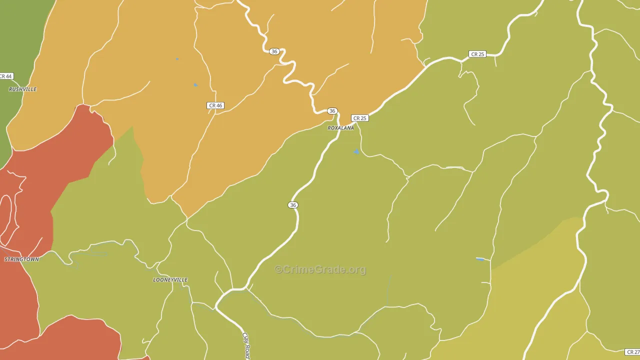 Roxalana, WV Map of Robbery Rates
