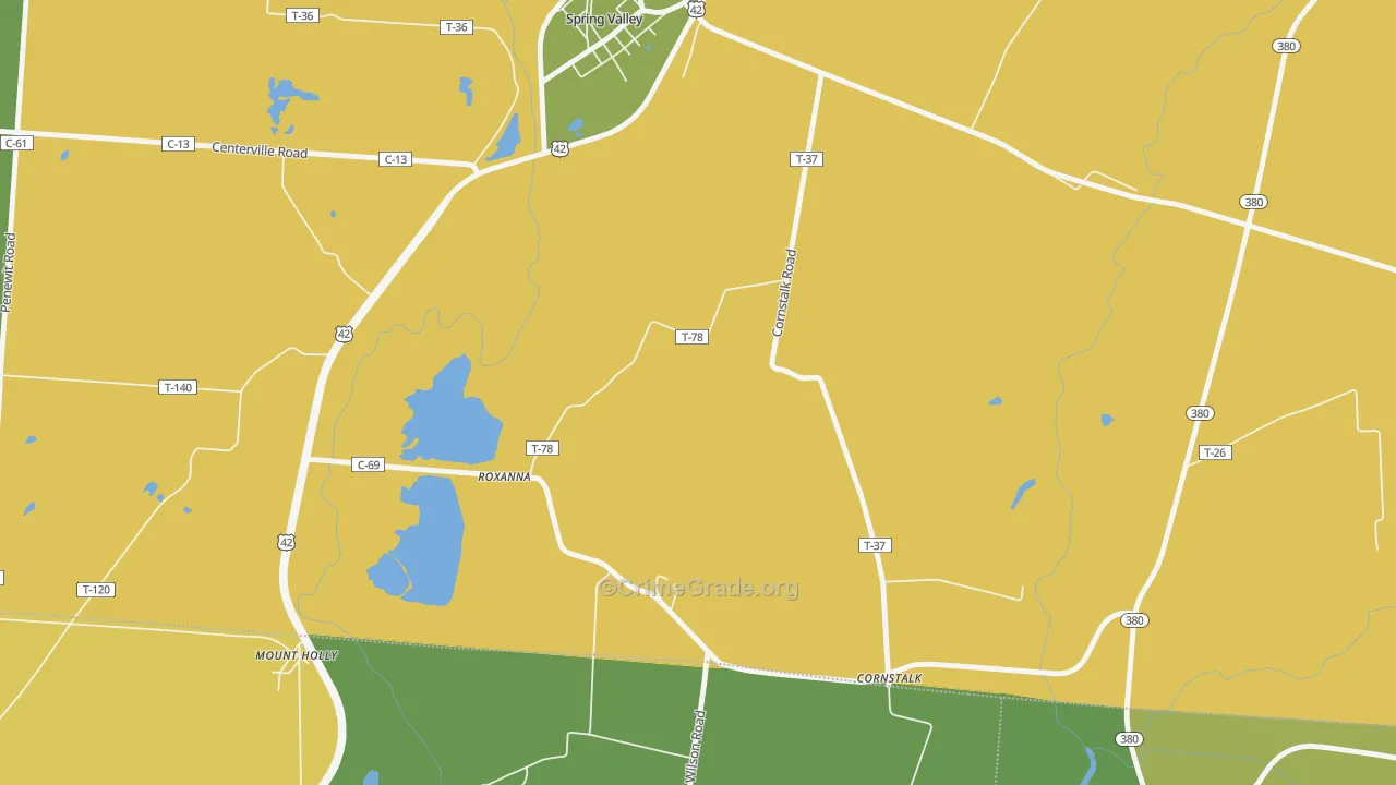 Roxanna, OH Map of Robbery Rates