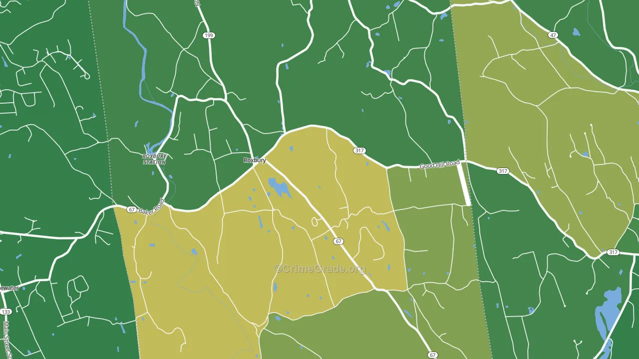 Roxbury, CT Map of Robbery Rates