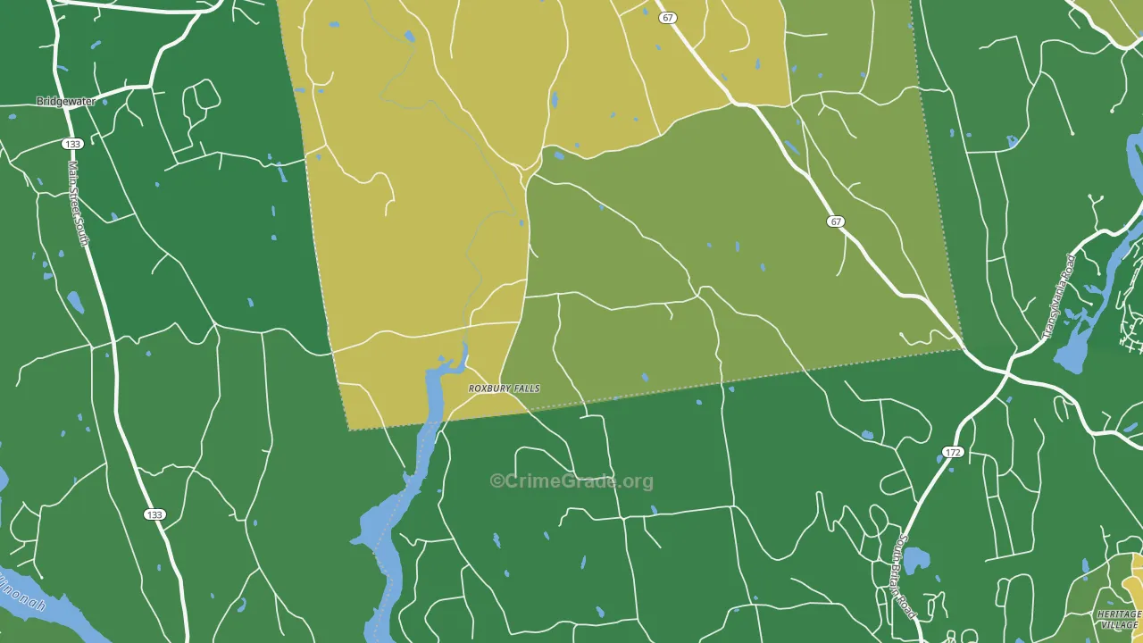 Roxbury Falls, CT Map of Robbery Rates