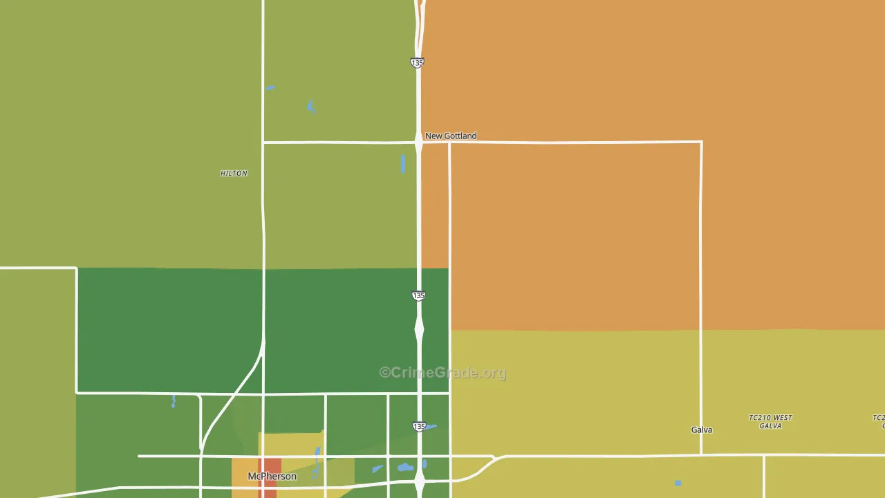 Roxbury, KS Map of Robbery Rates