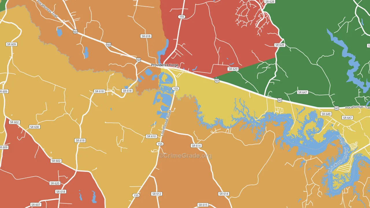 Roxbury, VA Map of Robbery Rates