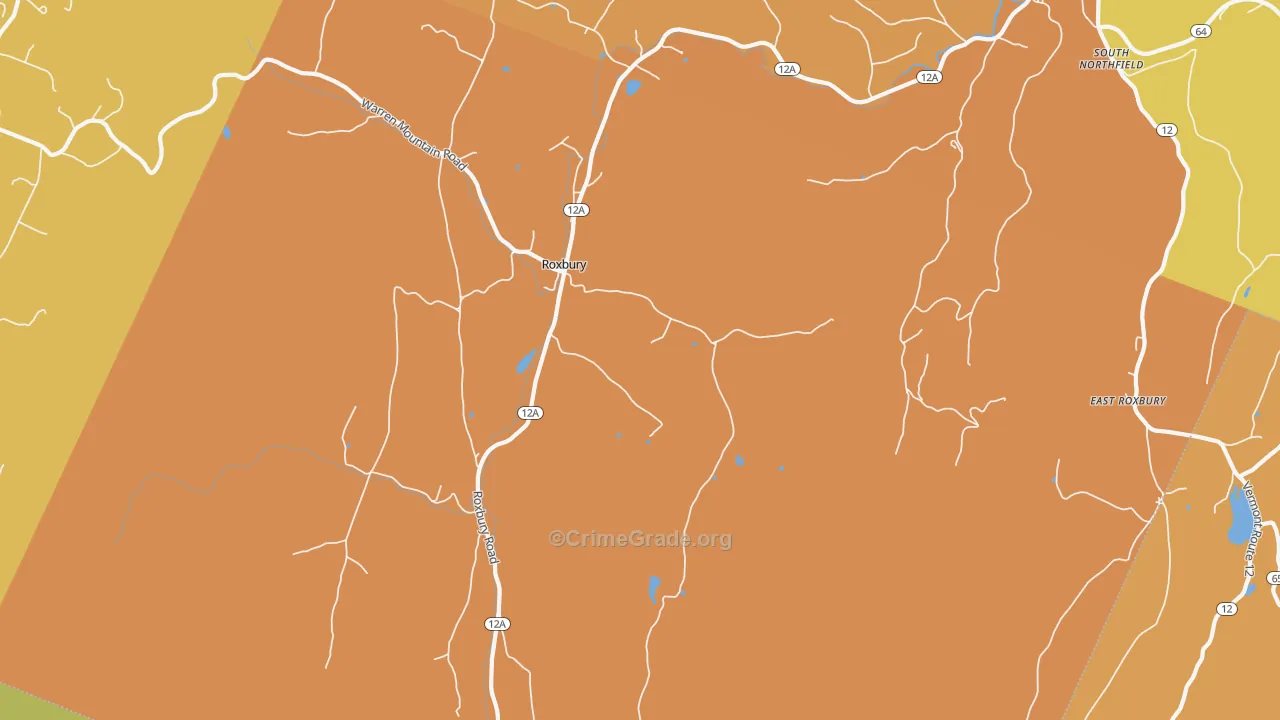 Roxbury, VT Map of Robbery Rates