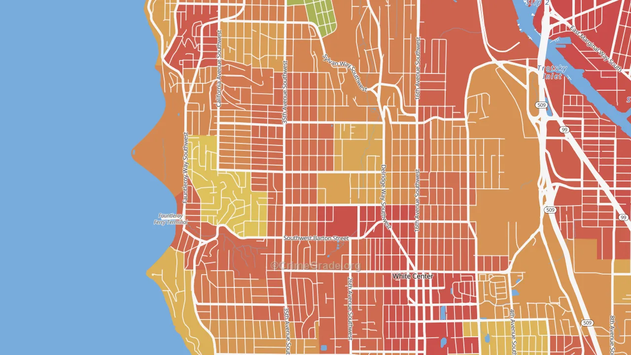 Roxhill, Seattle, WA Map of Robbery Rates