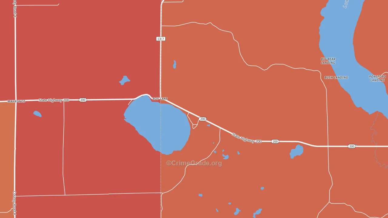 Roy Lake, MN Map of Robbery Rates