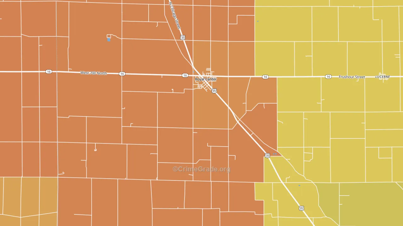 Royal Center, IN Map of Robbery Rates