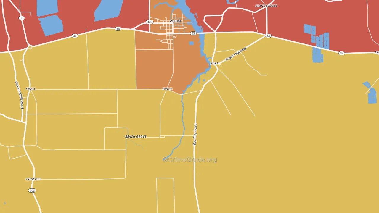 Royal, NC Map of Robbery Rates