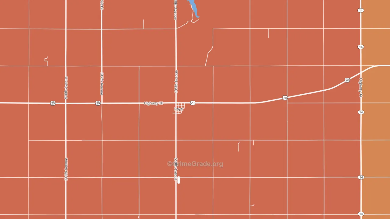 Royal, NE Map of Robbery Rates