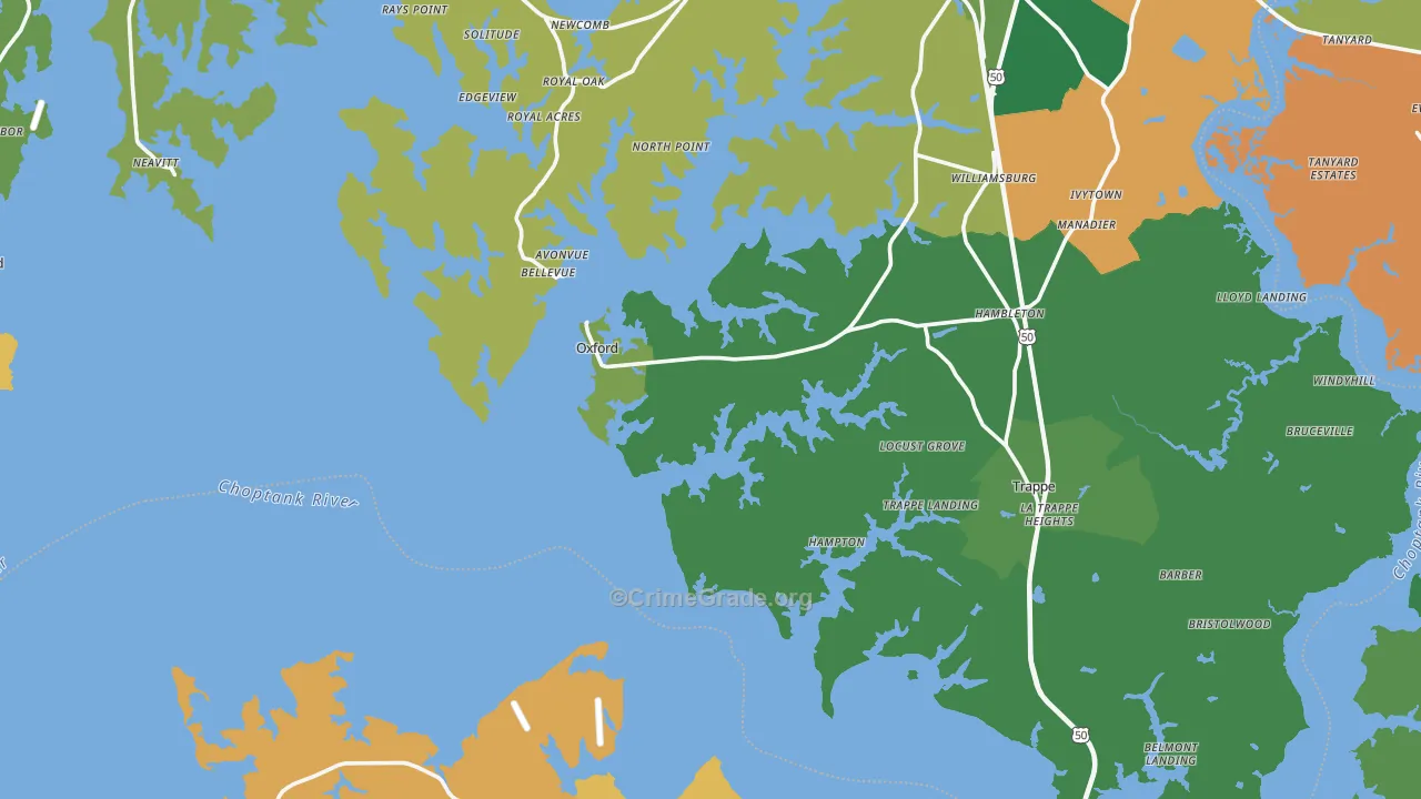 Royal Oak, MD Map of Robbery Rates