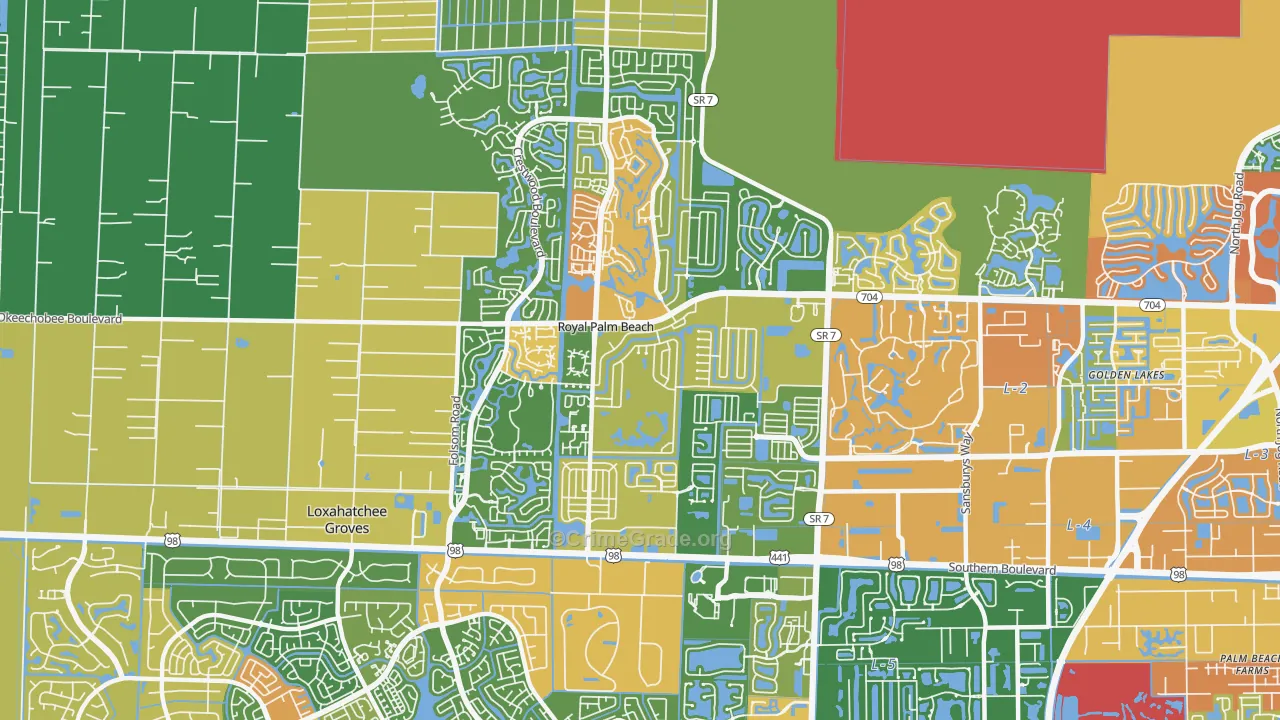 Royal Palm Beach, FL Map of Robbery Rates