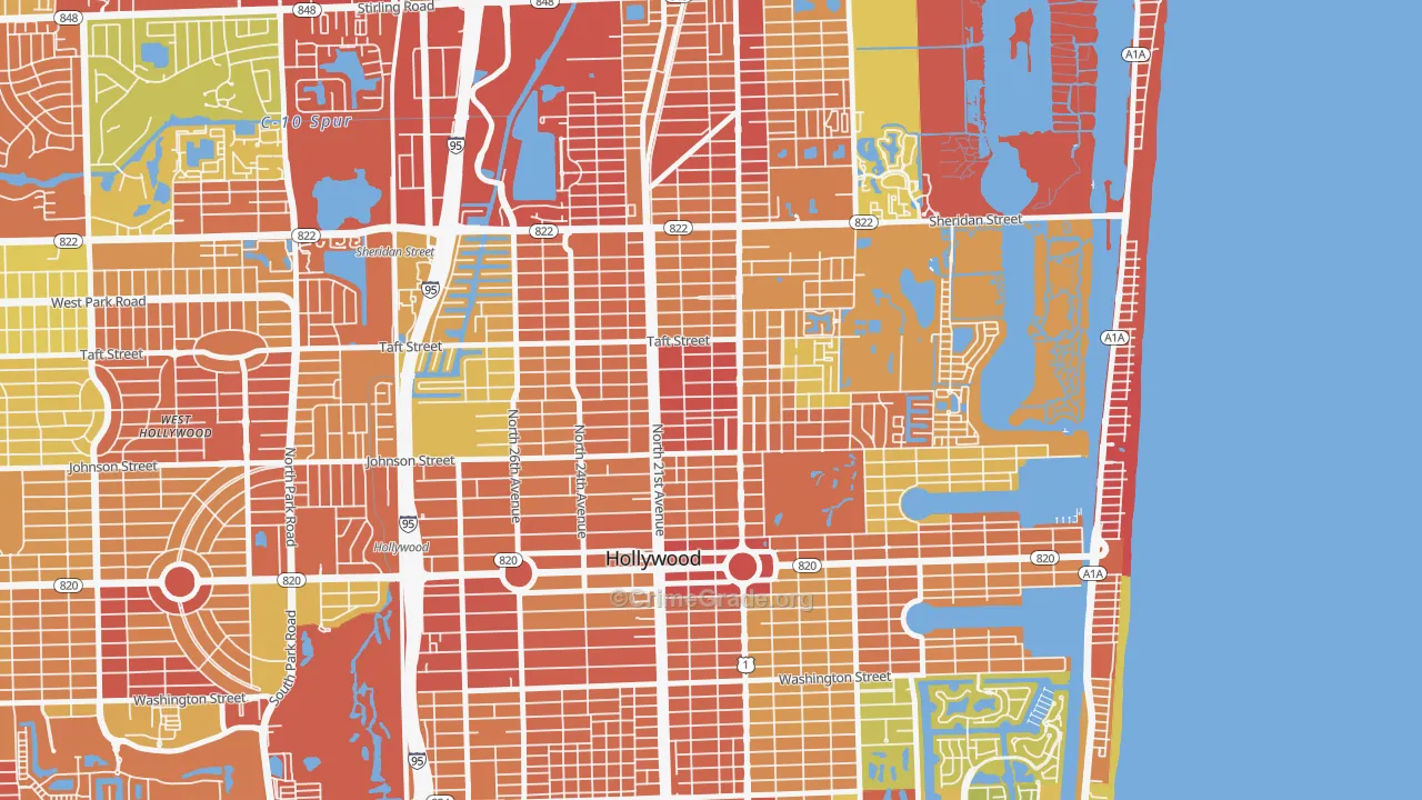 Royal Poinciana, Hollywood, FL Map of Robbery Rates
