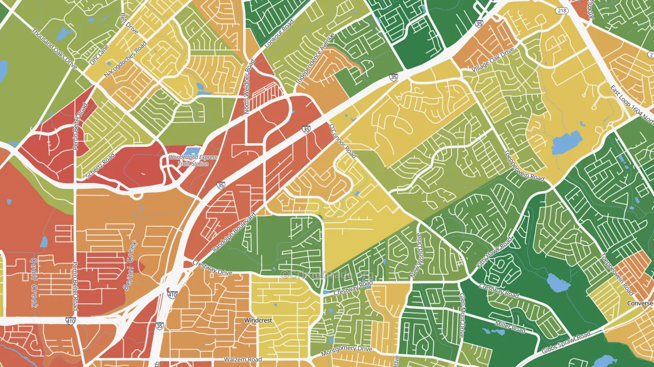 Royal Ridge, San Antonio, TX Map of Robbery Rates