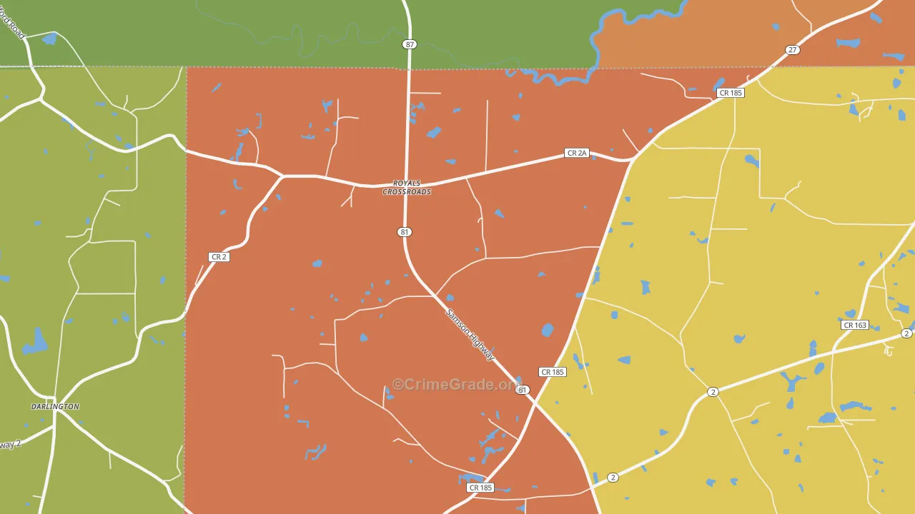 Royals Crossroads, FL Map of Robbery Rates
