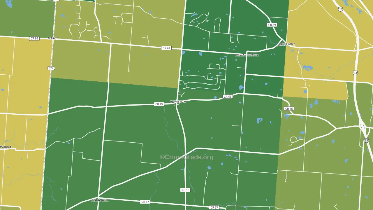 Royalton, OH Map of Robbery Rates