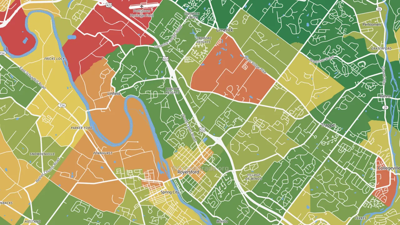 Royersford, PA Map of Robbery Rates
