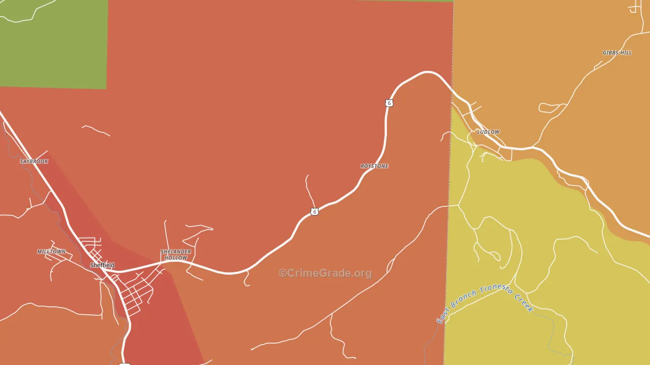 Roystone, PA Map of Robbery Rates