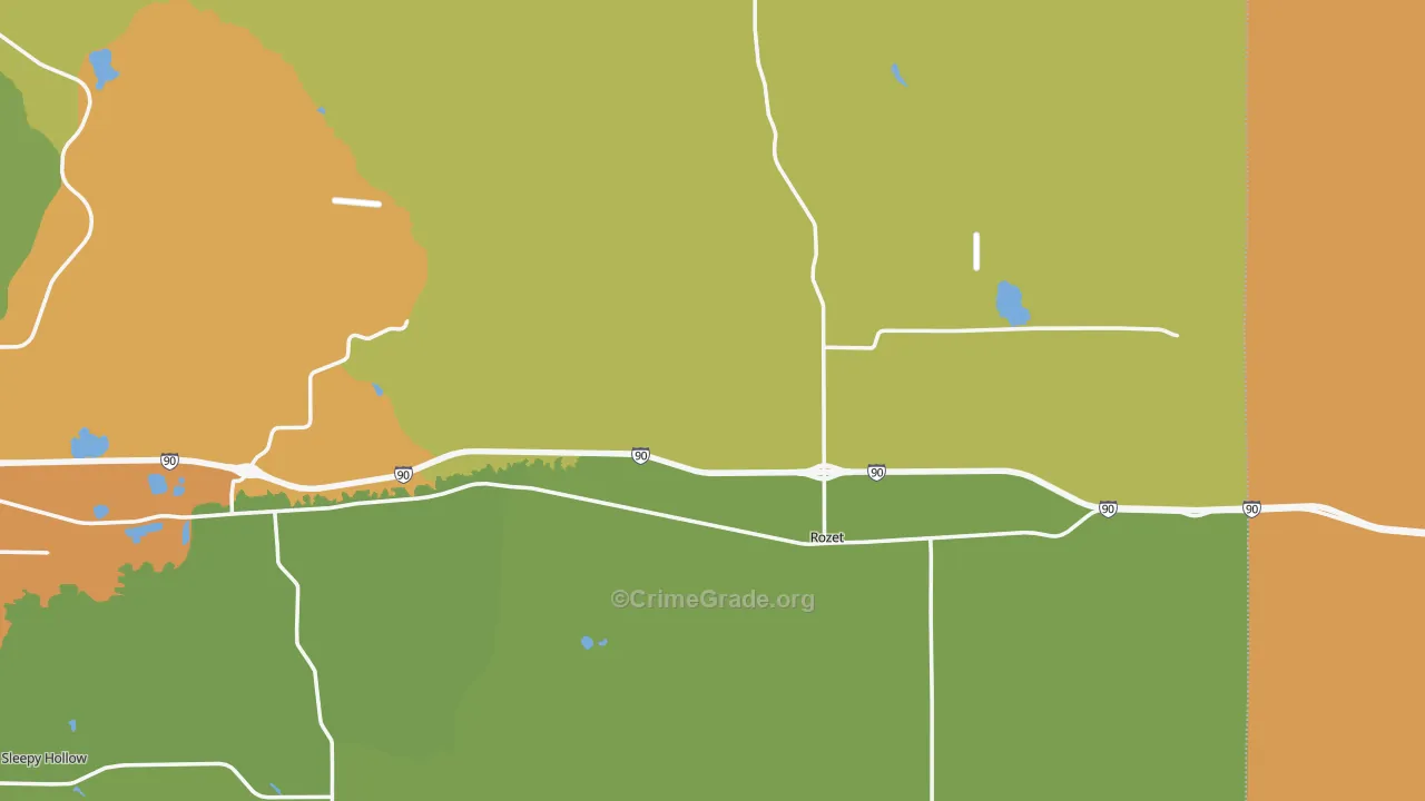 Rozet, WY Map of Robbery Rates