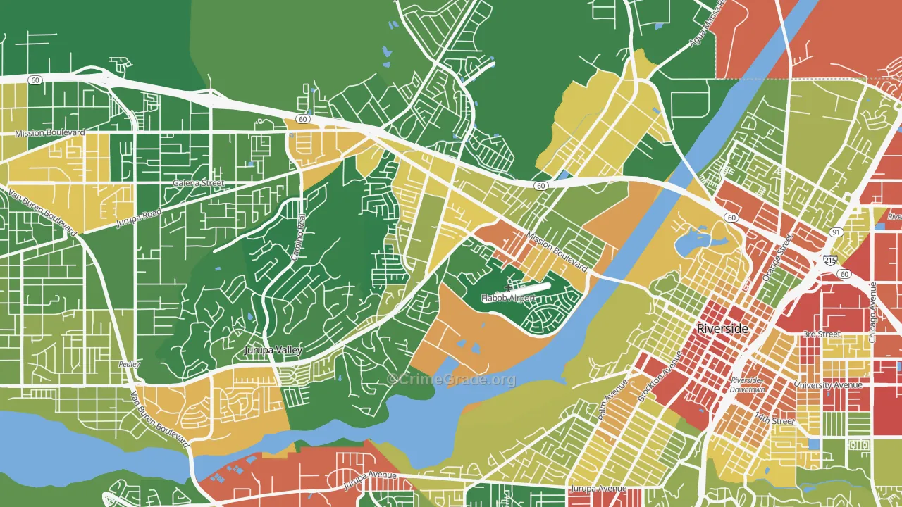 Rubidoux, CA Map of Robbery Rates