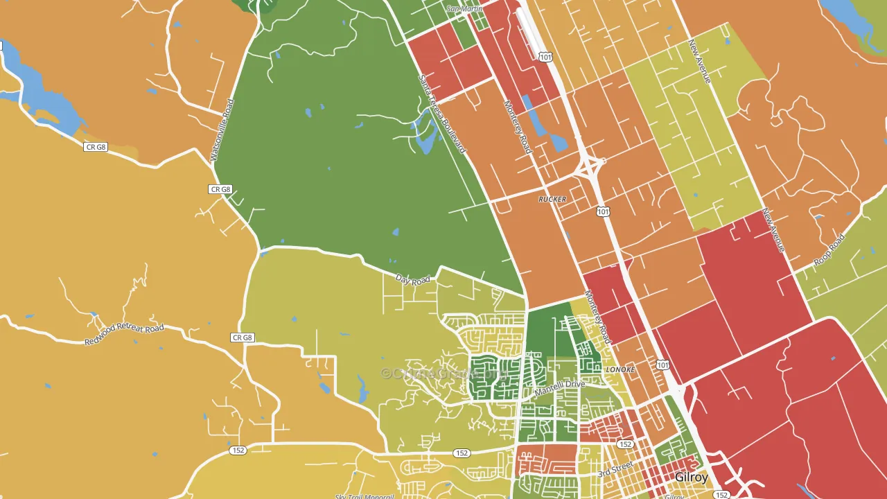 Rucker, CA Map of Robbery Rates