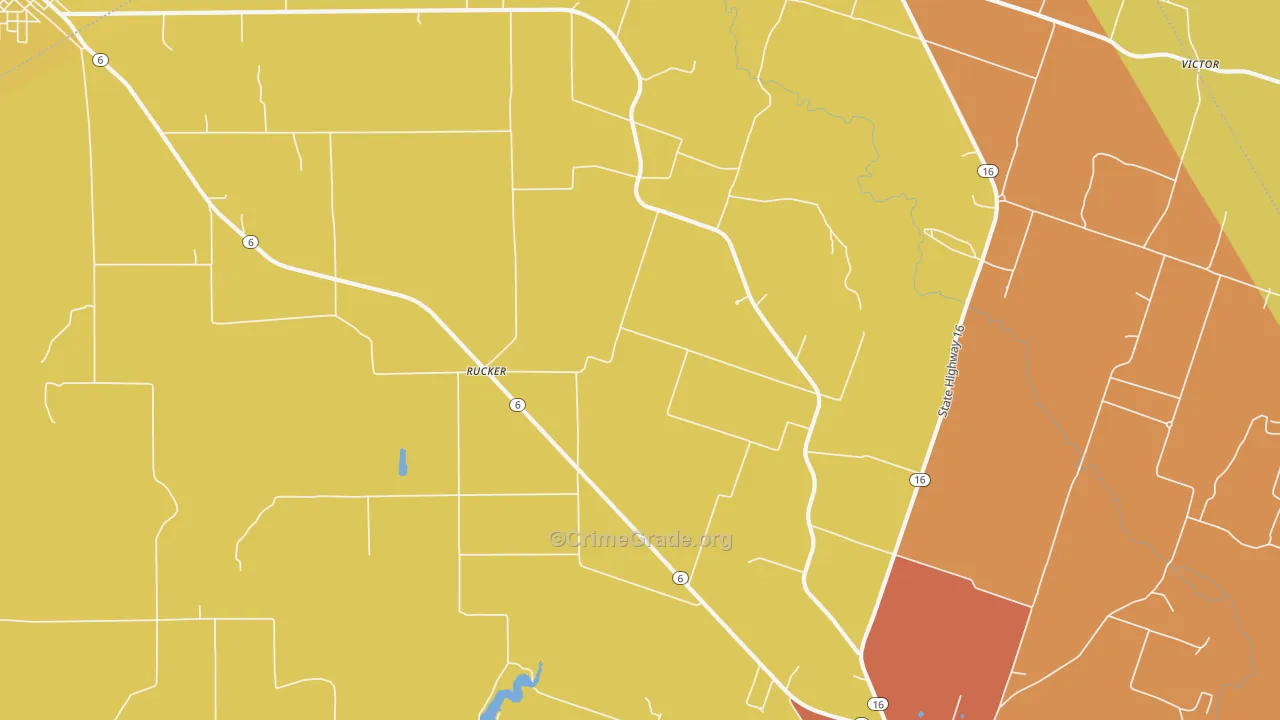 Rucker, TX Map of Robbery Rates