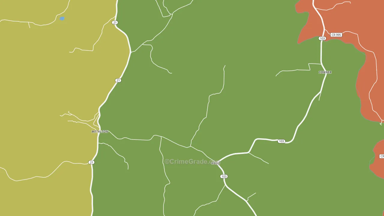 Rudd, AR Map of Robbery Rates
