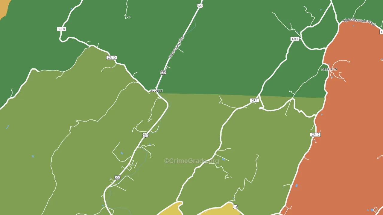 Ruddle, WV Map of Robbery Rates