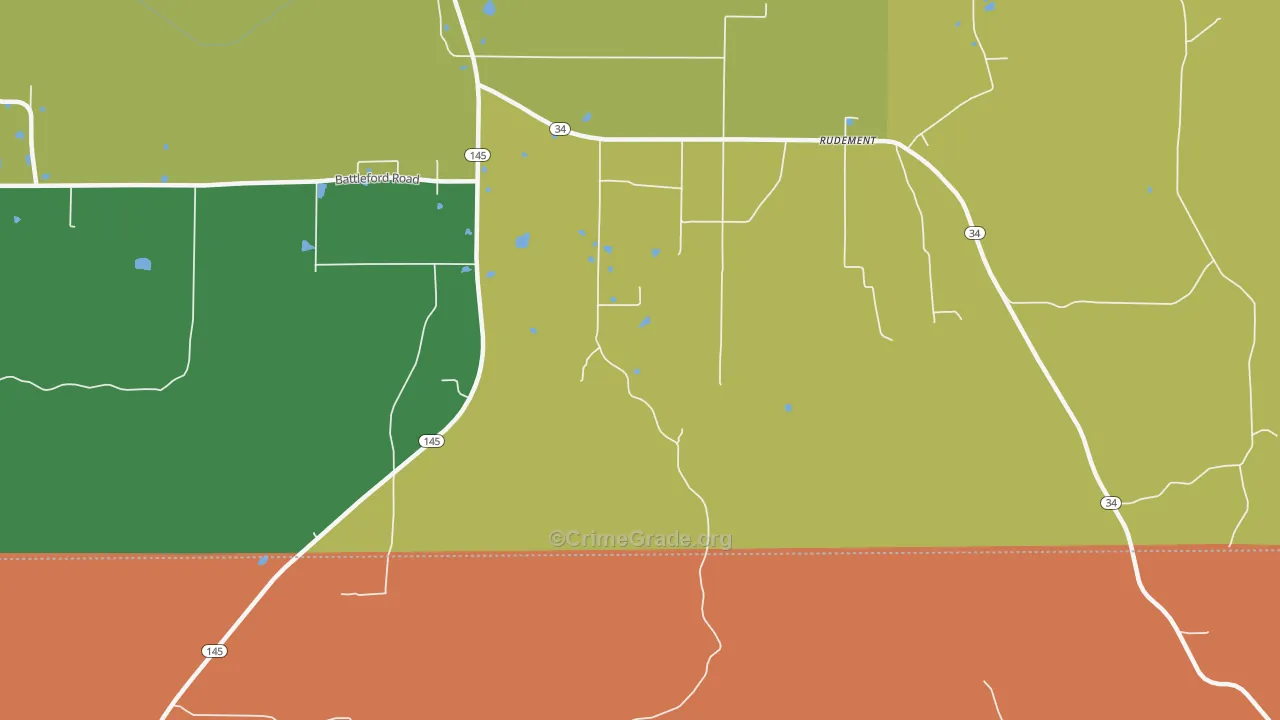 Rudement, IL Map of Robbery Rates