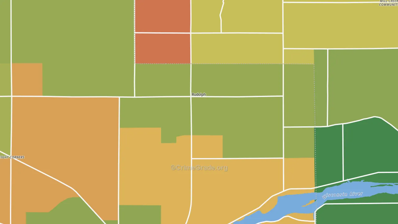 Rudolph, WI Map of Robbery Rates