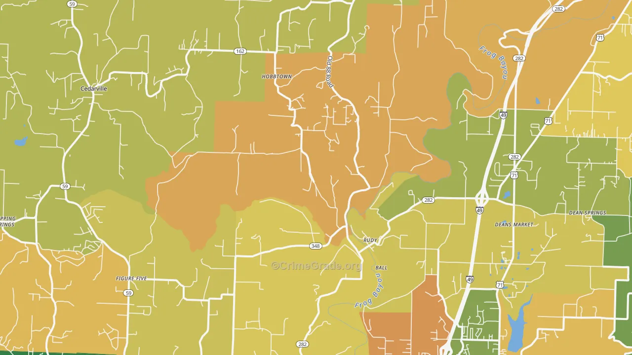Rudy, AR Map of Robbery Rates