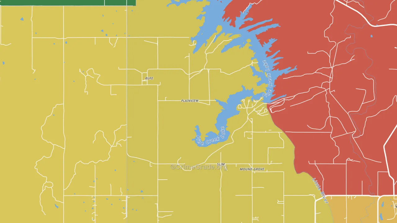 Rufe, OK Map of Robbery Rates