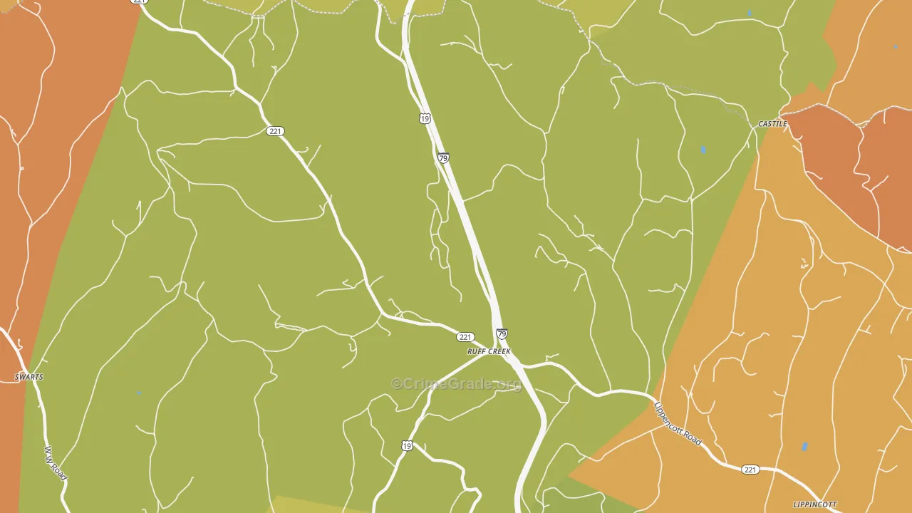 Ruff Creek, PA Map of Robbery Rates
