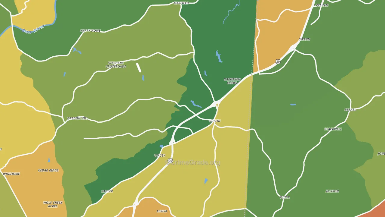 Ruffin, NC Map of Robbery Rates