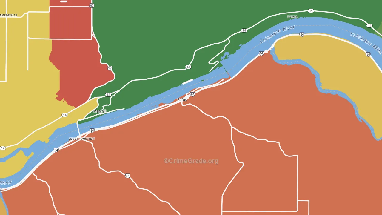 Rufus, OR Map of Robbery Rates