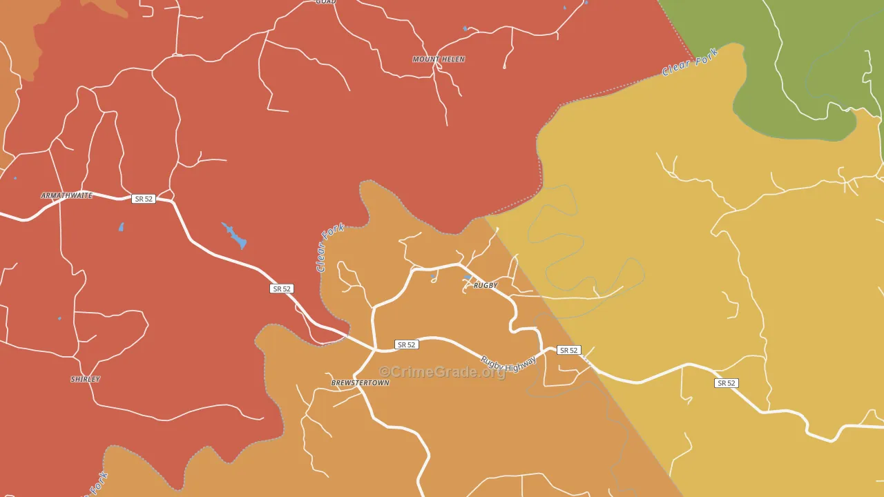Rugby, TN Map of Robbery Rates