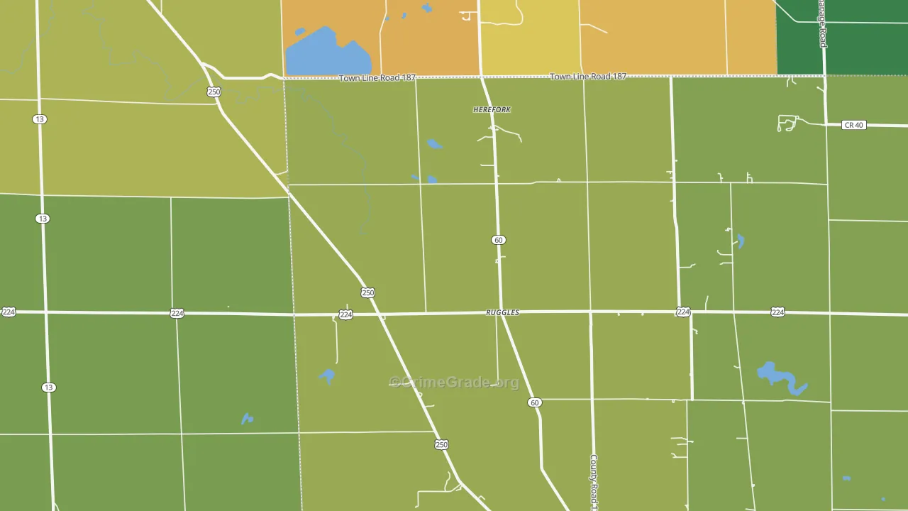 Ruggles, OH Map of Robbery Rates
