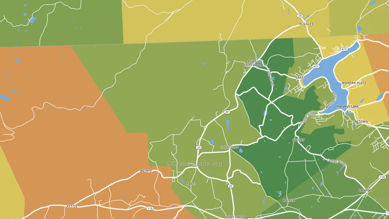 Ruggles, PA Map of Robbery Rates