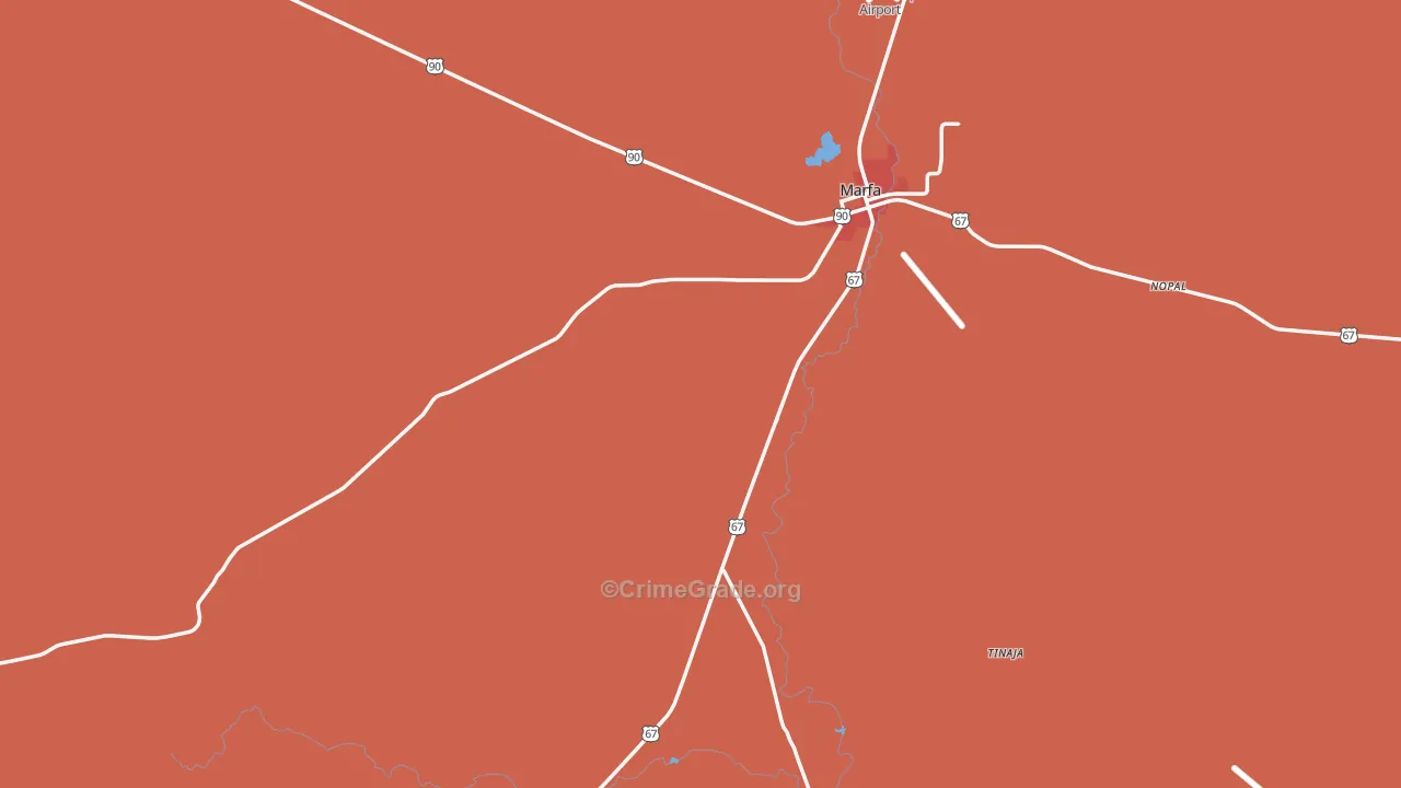 Ruidosa, TX Map of Robbery Rates