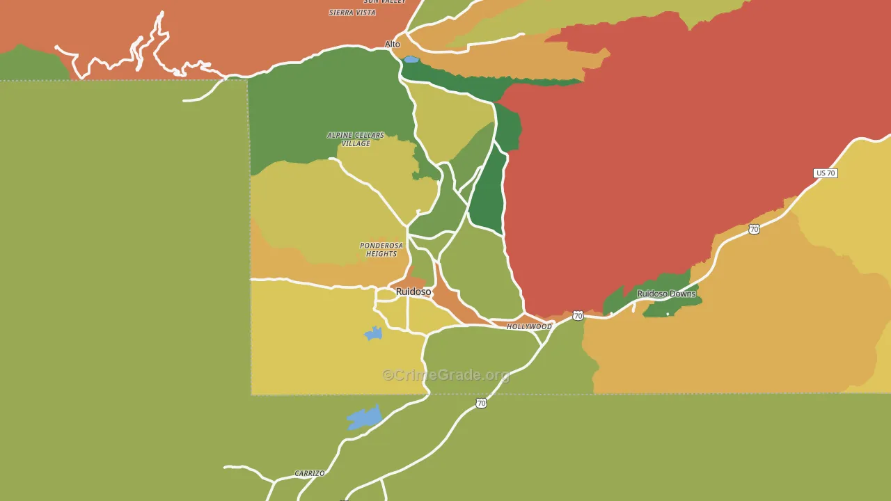 Ruidoso, NM Map of Robbery Rates