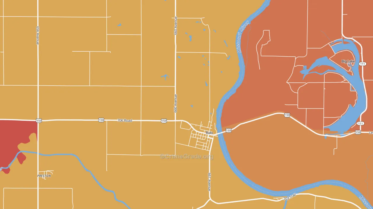 Rulo, NE Map of Robbery Rates