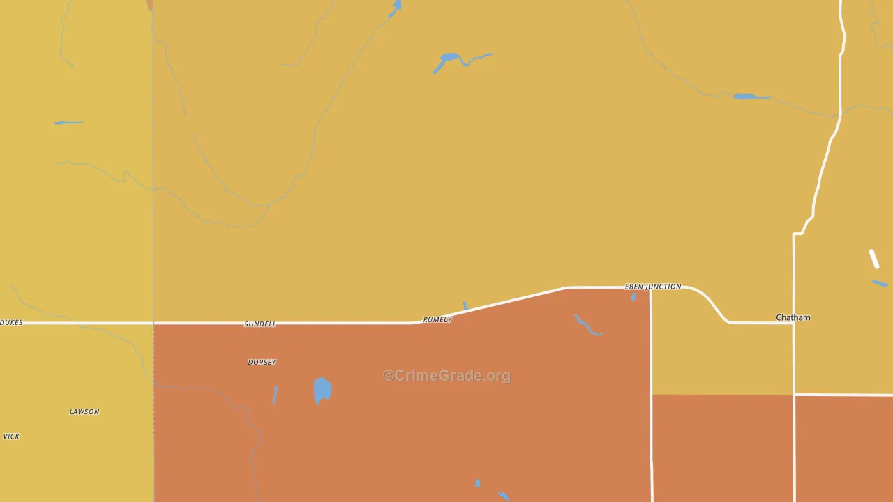 Rumely, MI Map of Robbery Rates
