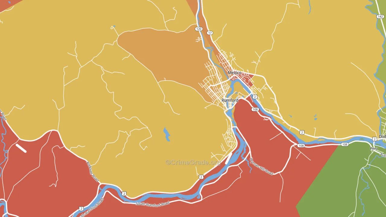 Rumford, ME Map of Robbery Rates