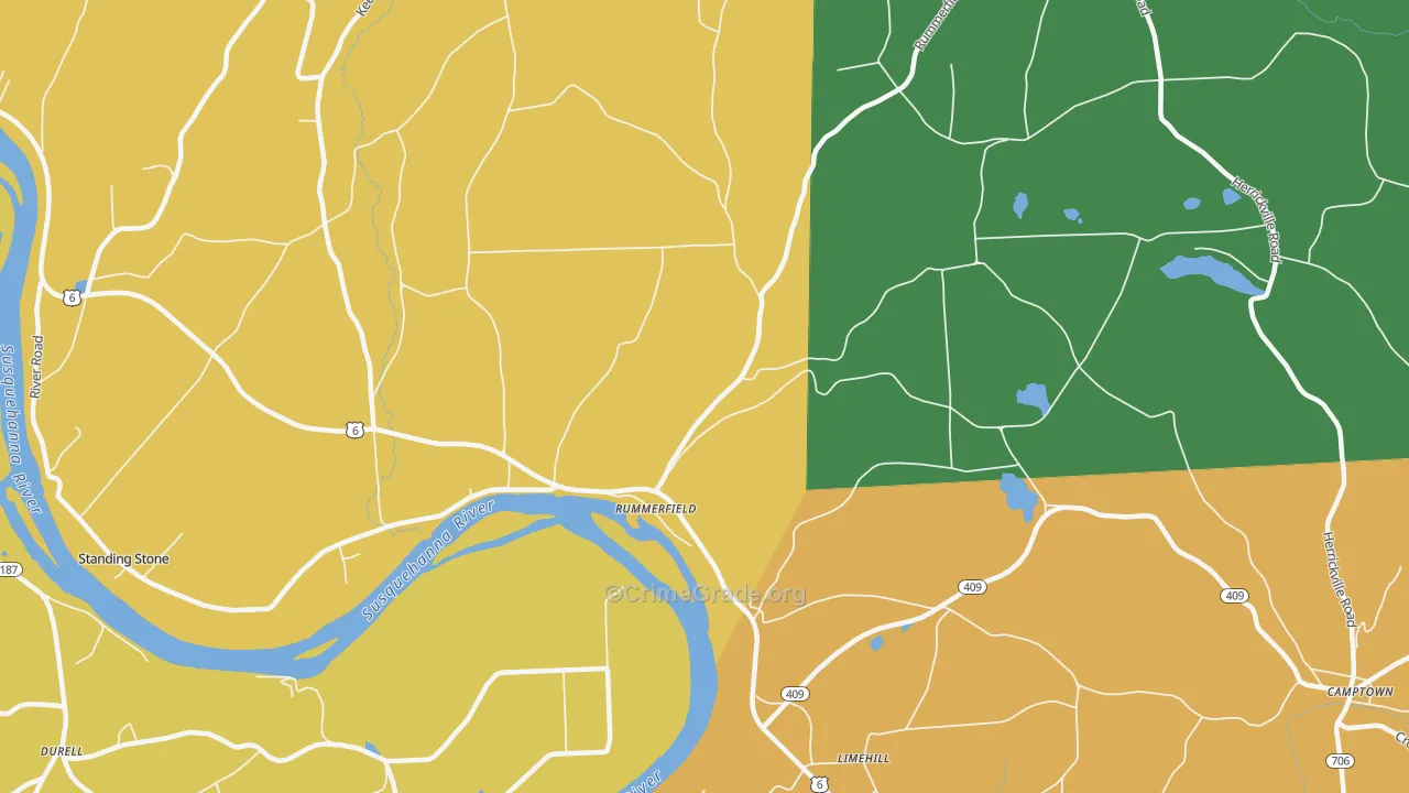 Rummerfield, PA Map of Robbery Rates