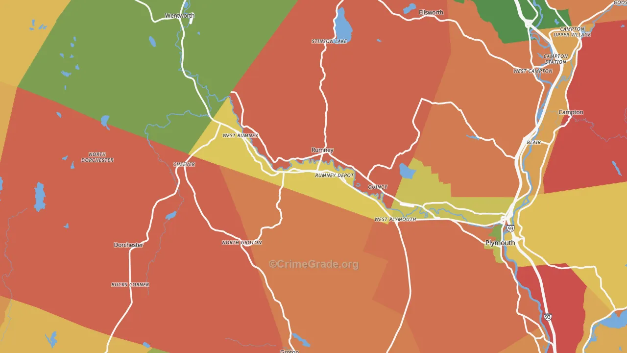 Rumney, NH Map of Robbery Rates